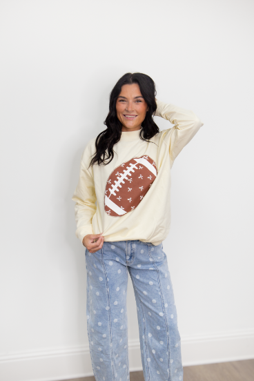 The Football Mock Neck Sweatshirt - Ivory