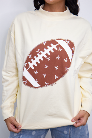 The Football Mock Neck Sweatshirt - Ivory