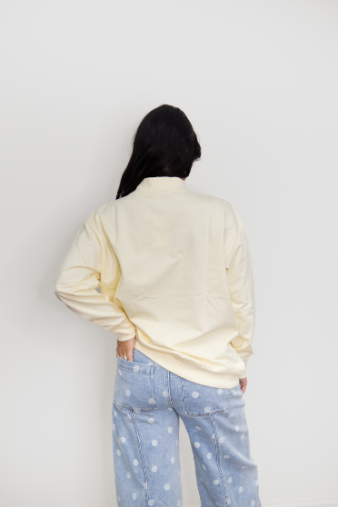 The Football Mock Neck Sweatshirt - Ivory