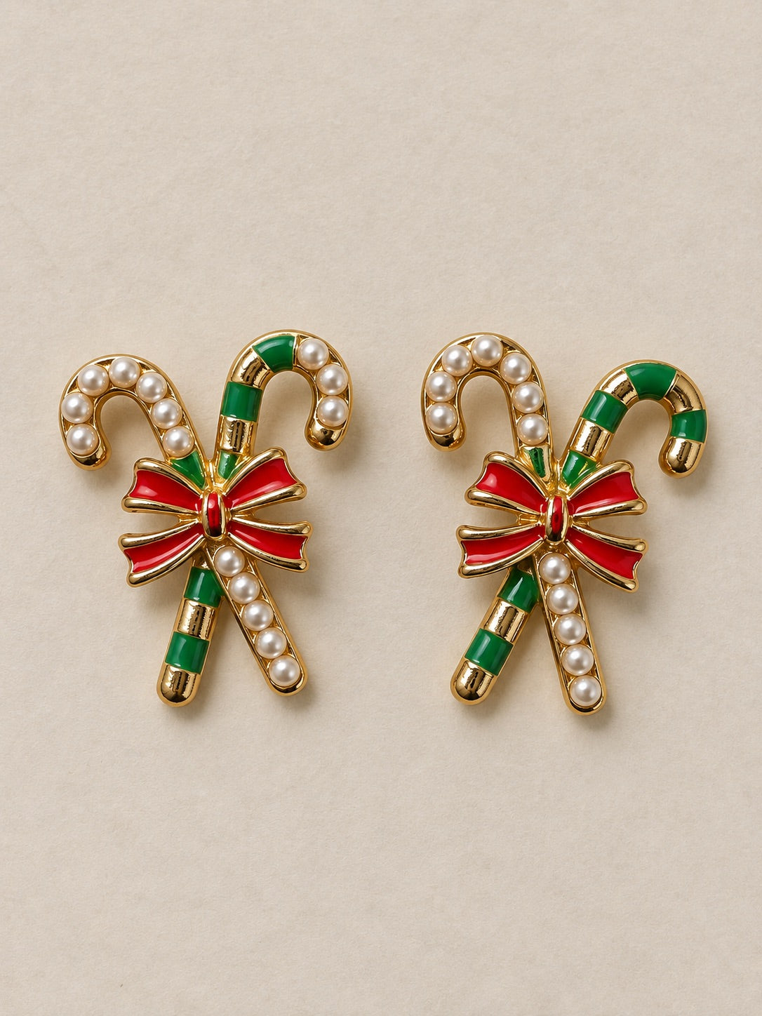 The Gold Candy Canes with Details Earrings