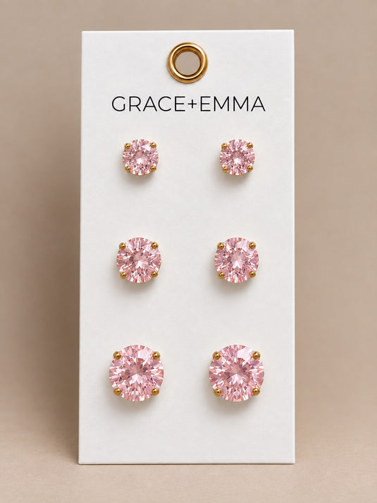 The Leia Earring Stud Set - Light Pink