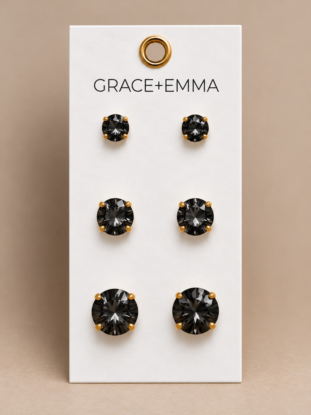 The Leia Earring Stud Set - Black