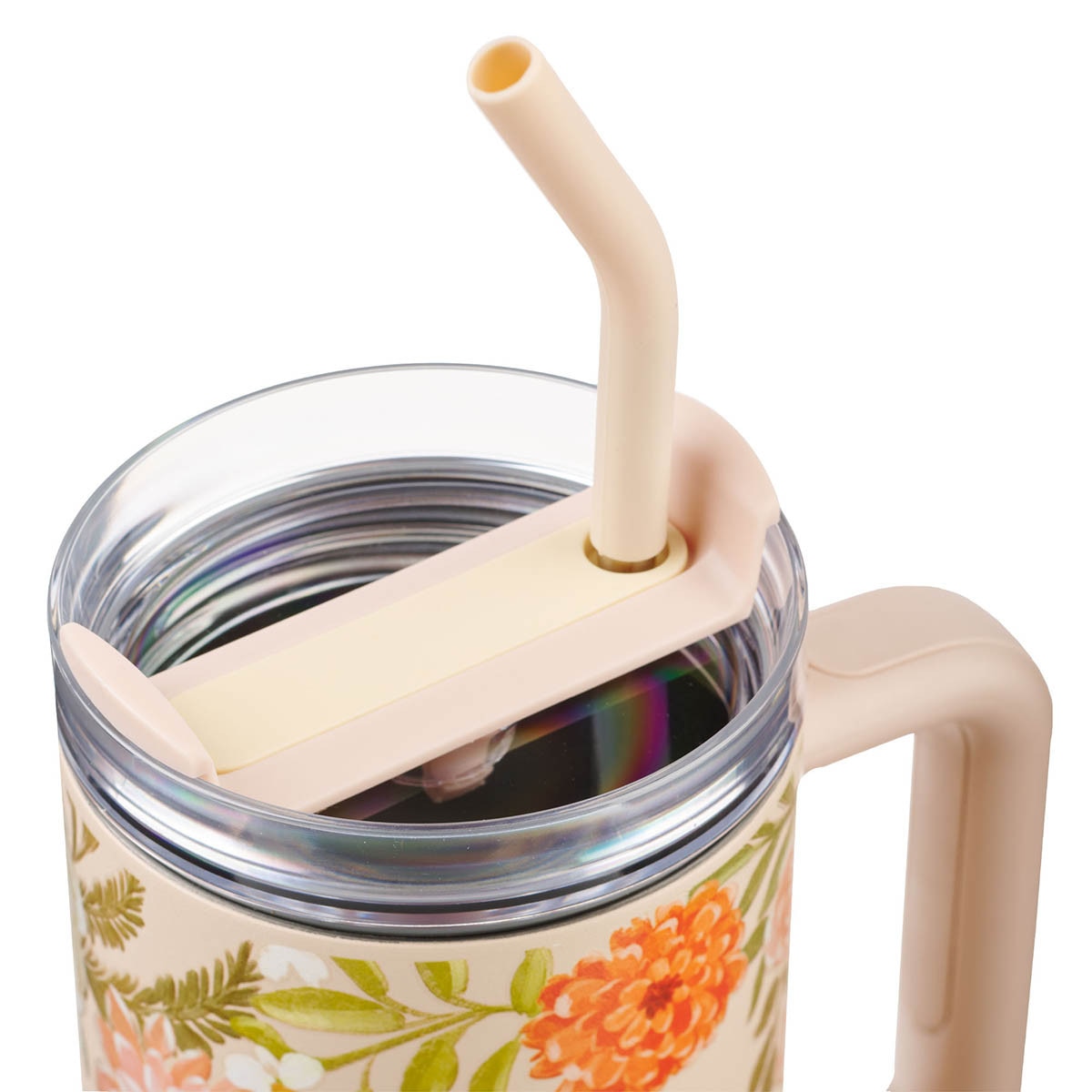 Consider the Wildflowers 40 oz Peach Stainless Steel Tumbler with Straw - Luke 12:27