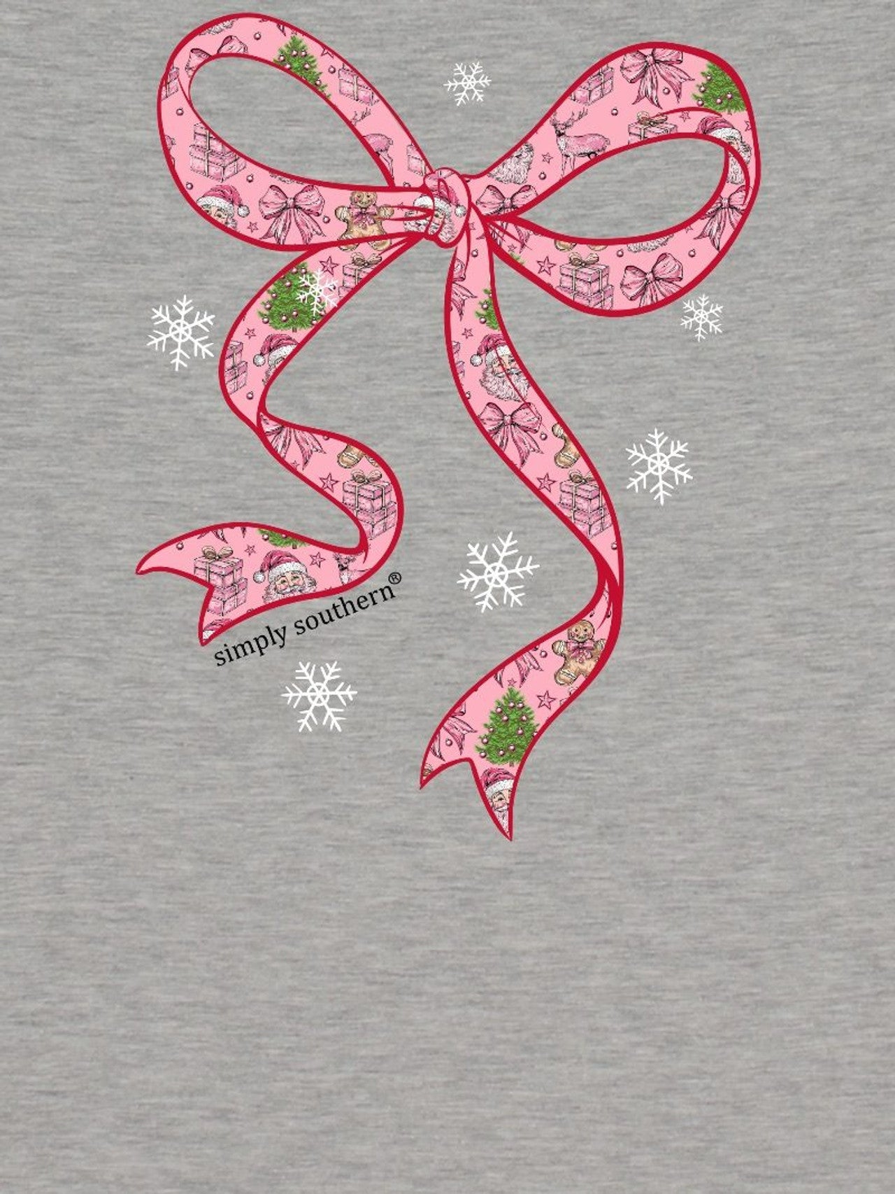 Simply Southern Santa Pink Bow Short Sleeve Tee