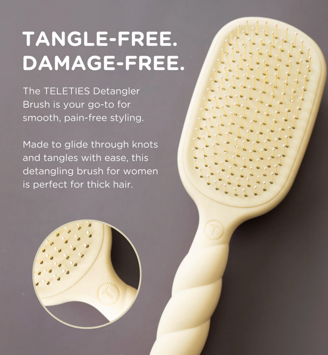 TELETIES - Detangler Hair Brush - Thick Hair – Tan