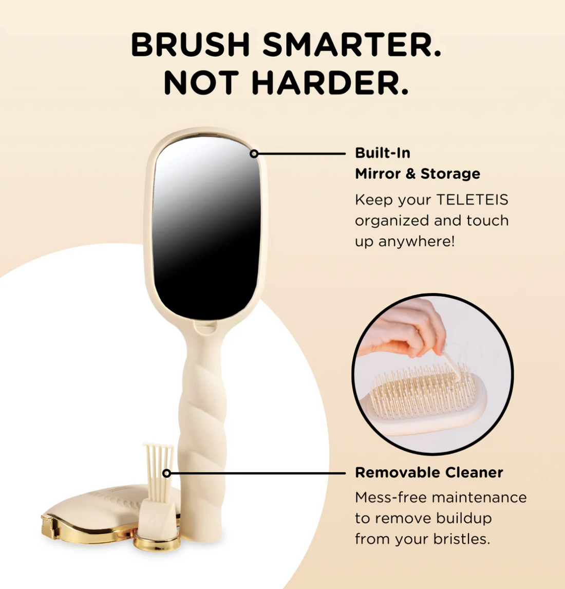 TELETIES - Detangler Hair Brush - Thick Hair – Tan