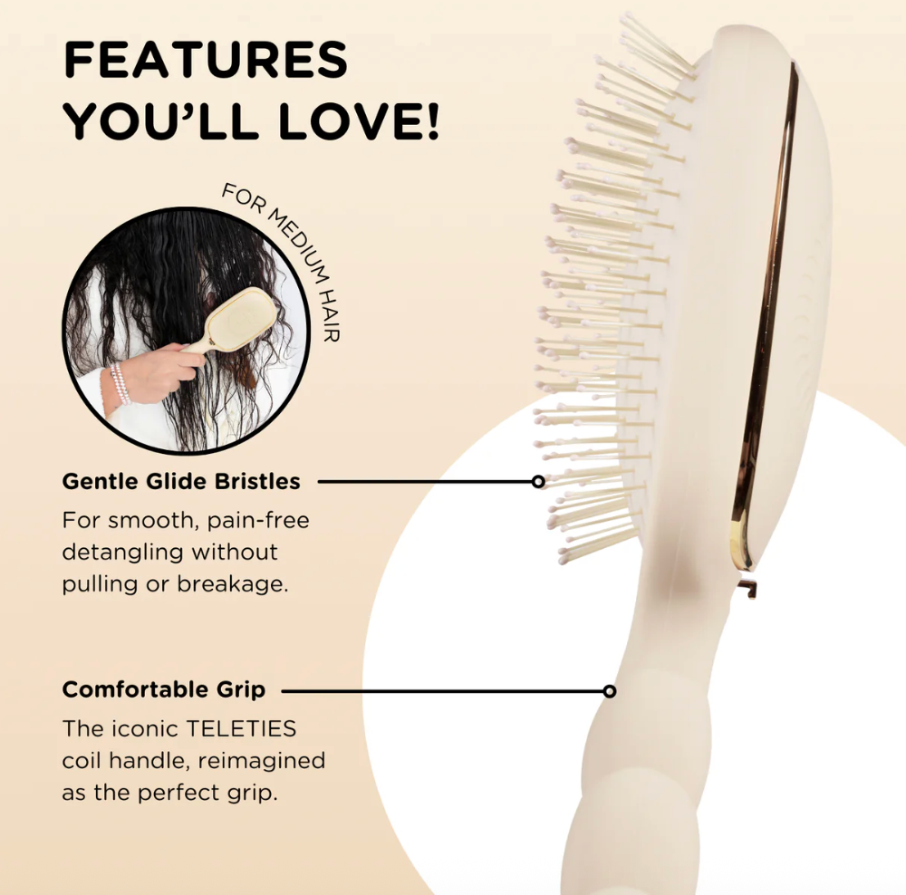 TELETIES - Detangler Hair Brush - Medium Hair – Tan