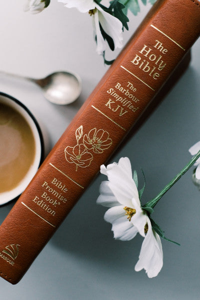 The Holy Bible: The Barbour Simplified KJV Bible Promise Book Edition - Chestnut Floral