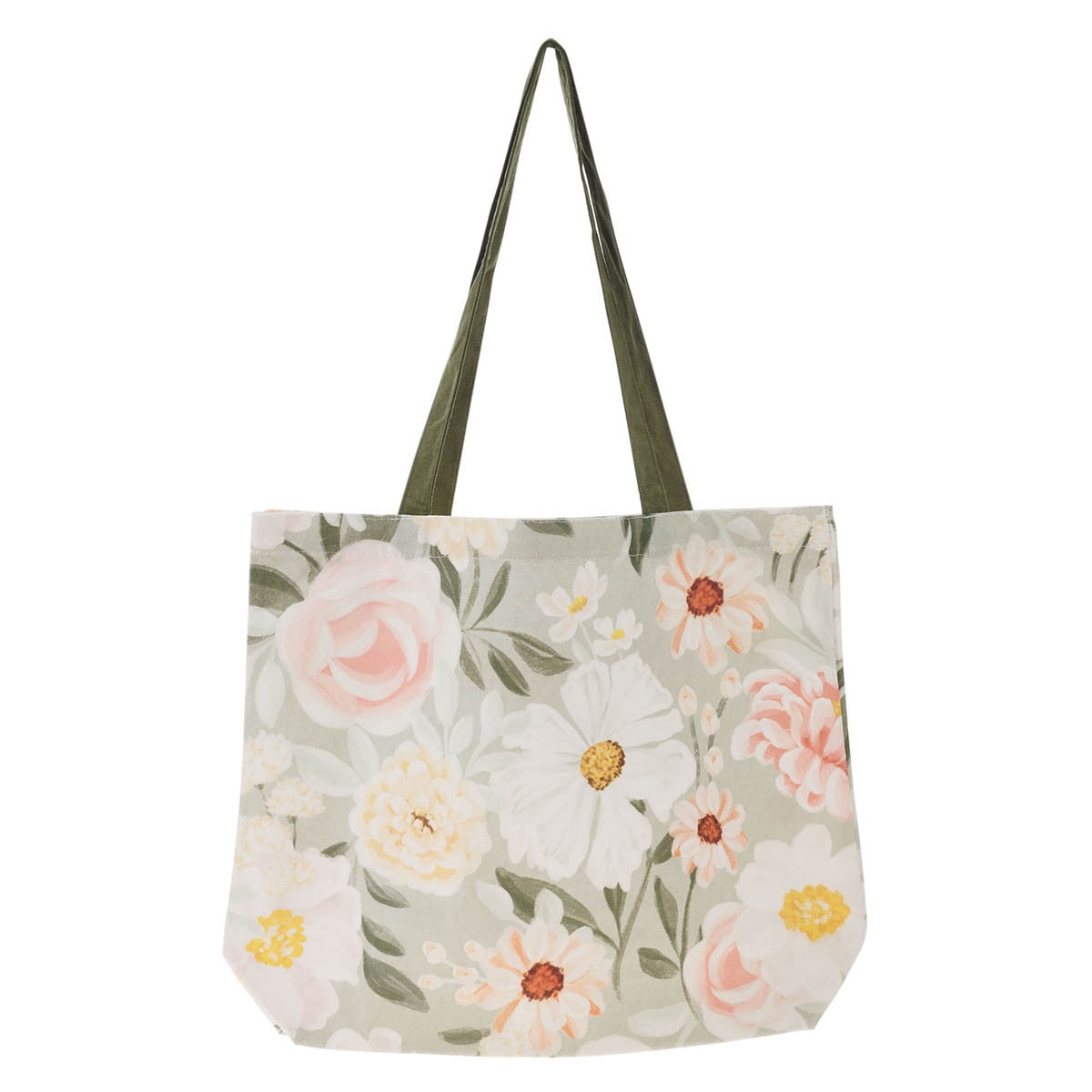 He Restores My Soul Green Floral Garden Canvas Tote Bag - Psalm 23:3
