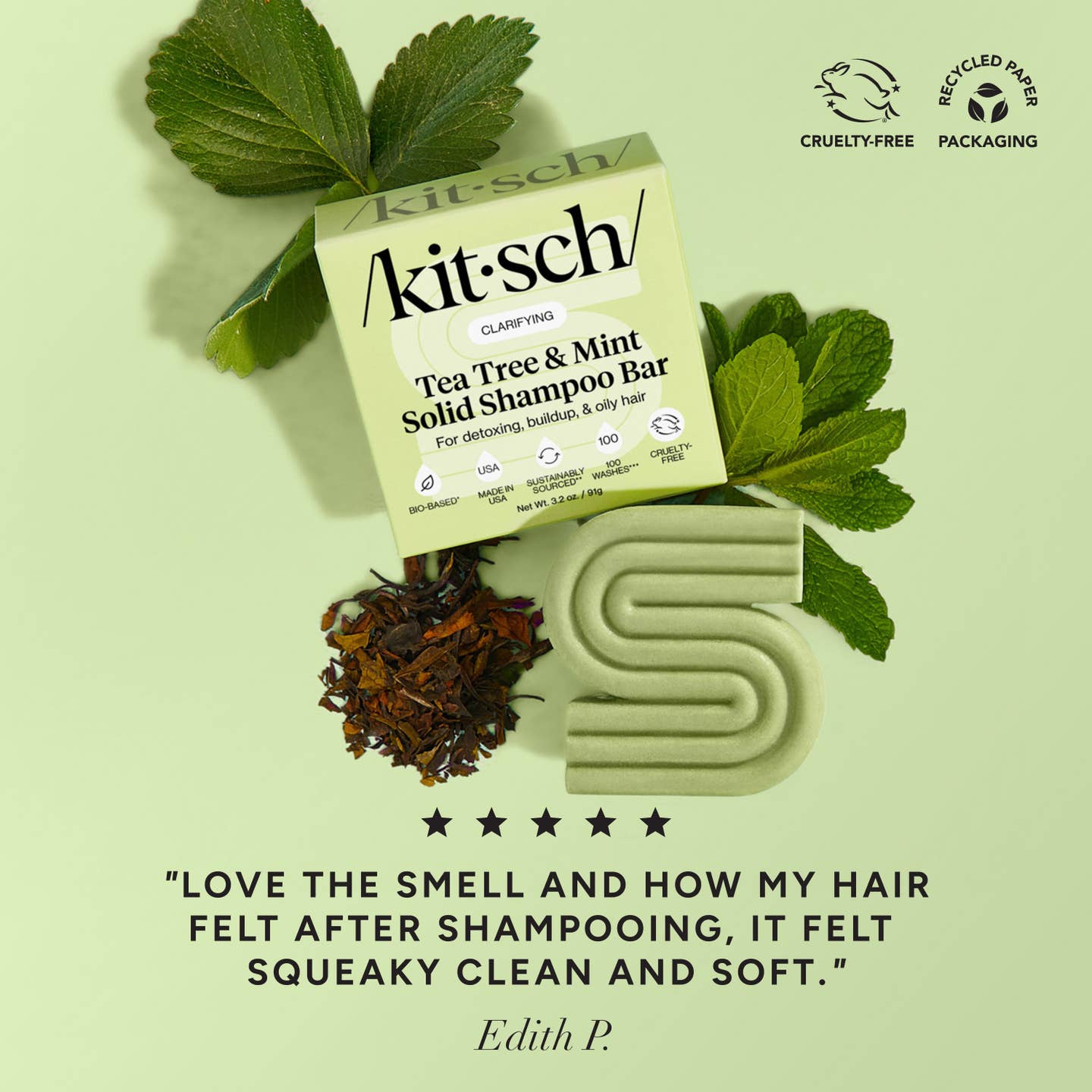 KITSCH - Tea Tree & Mint Clarifying Shampoo & Conditioner Bar Combo