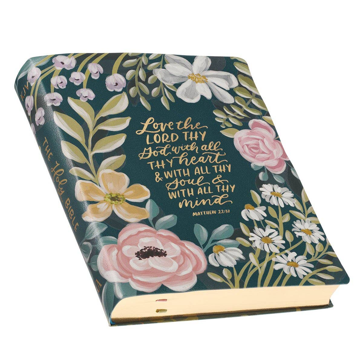 Large Print Faux Leather KJV Note-taking Bible - Matthew 22:37