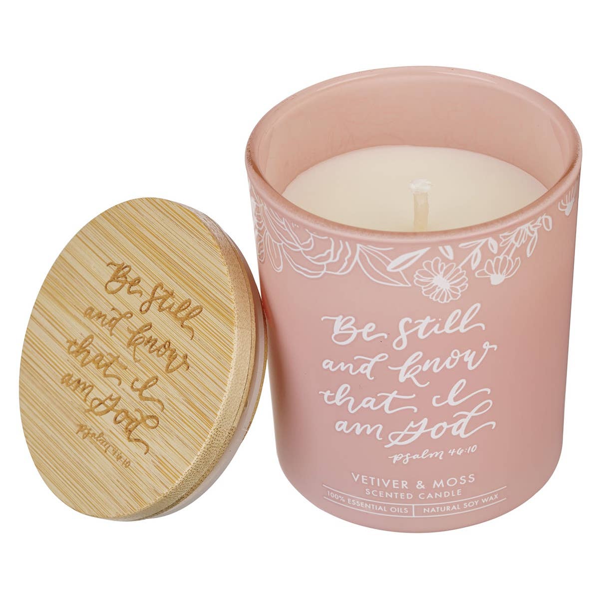 Be Still and Know Vetiver and Moss Glass Jar Candle - Psalm 46:10