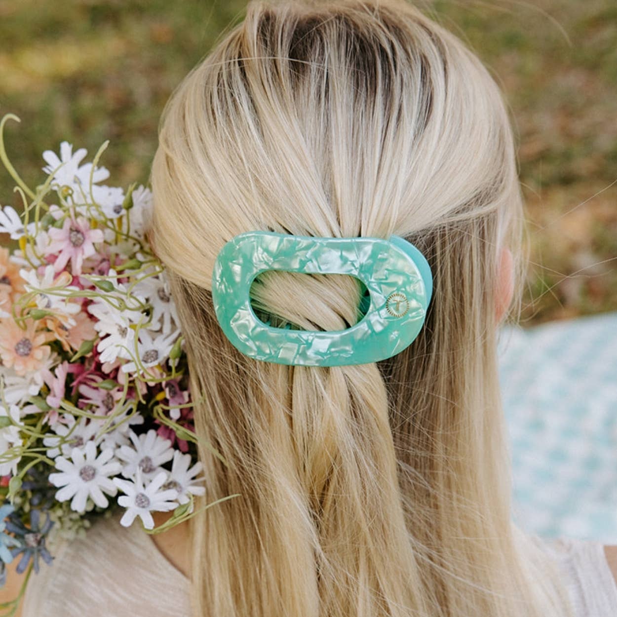 TELETIES - Medium Flat Round Clip - Spring Splash