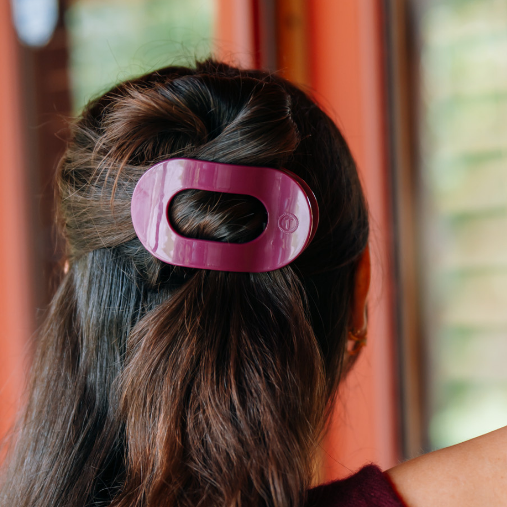 TELETIES - Medium Flat Round Hair Clip - Mulberry