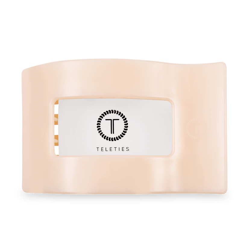 TELETIES - Large Flat Rectangle Hair Clip - Almond Beige