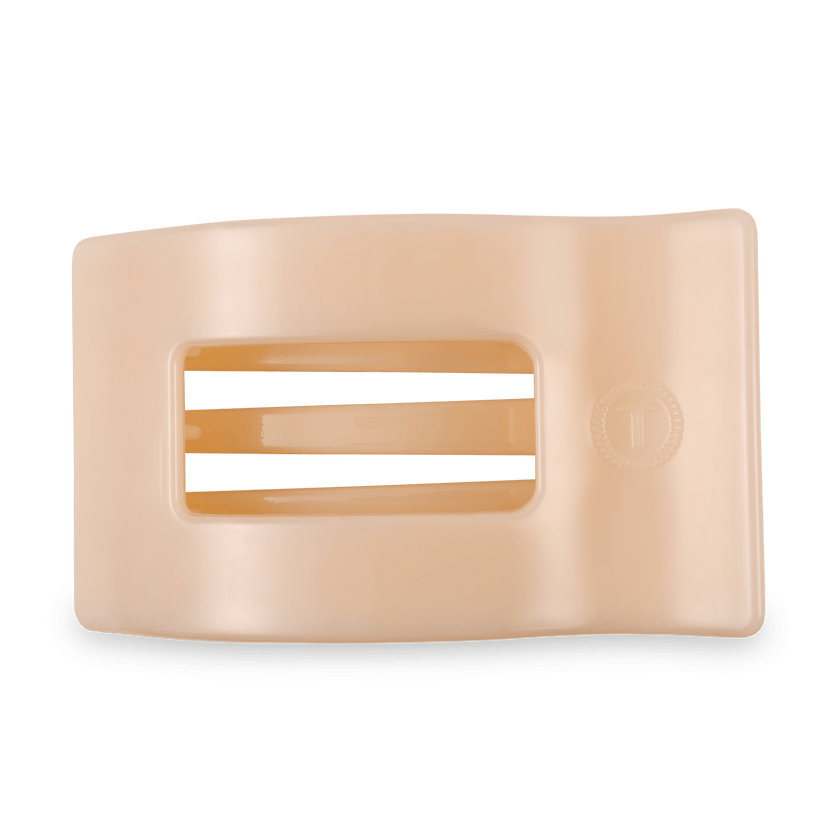 TELETIES - Large Flat Rectangle Hair Clip - Almond Beige