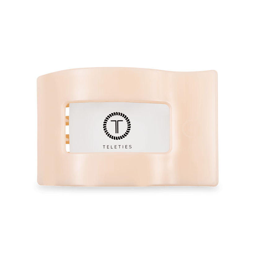 TELETIES - Medium Flat Rectangle Hair Clip - Almond Beige
