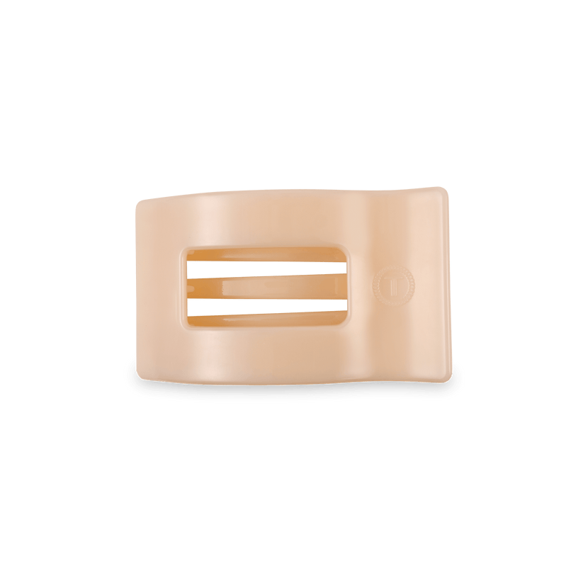 TELETIES - Small Flat Rectangle Hair Clip - Almond Beige