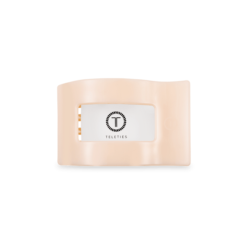 TELETIES - Small Flat Rectangle Hair Clip - Almond Beige