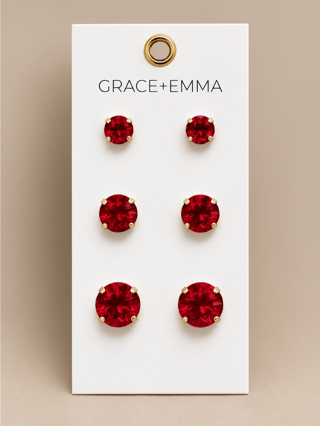 The Leia Earring Stud Set - Red
