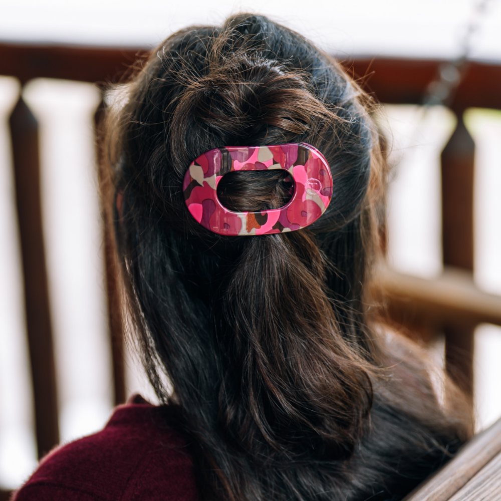 TELETIES - Medium Flat Round Hair Clip - Garden Glam