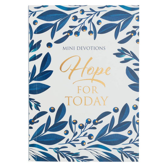 Book cover with blue leaf pattern and 'Hope for Today' text on a white background