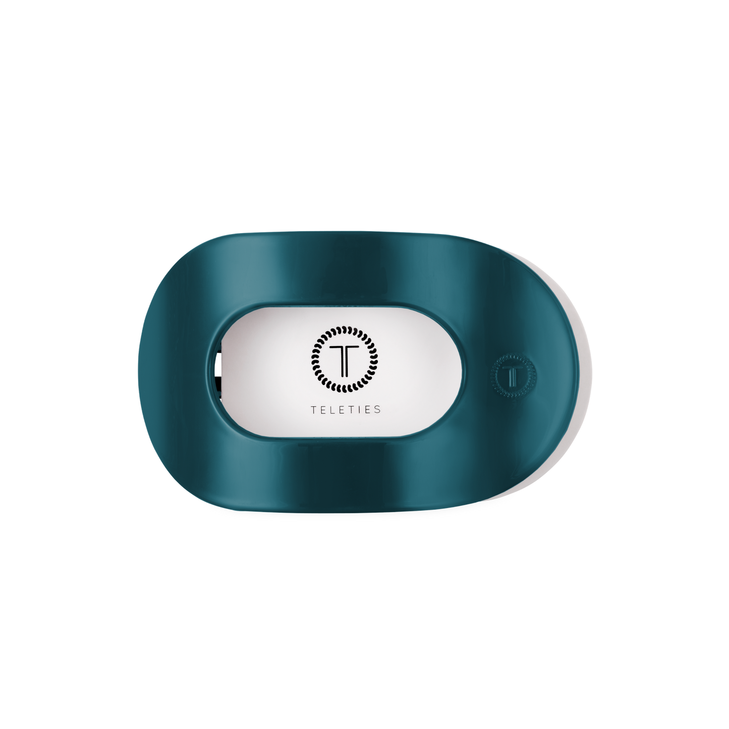 TELETIES - Medium Flat Round Hair Clip - Teal With It