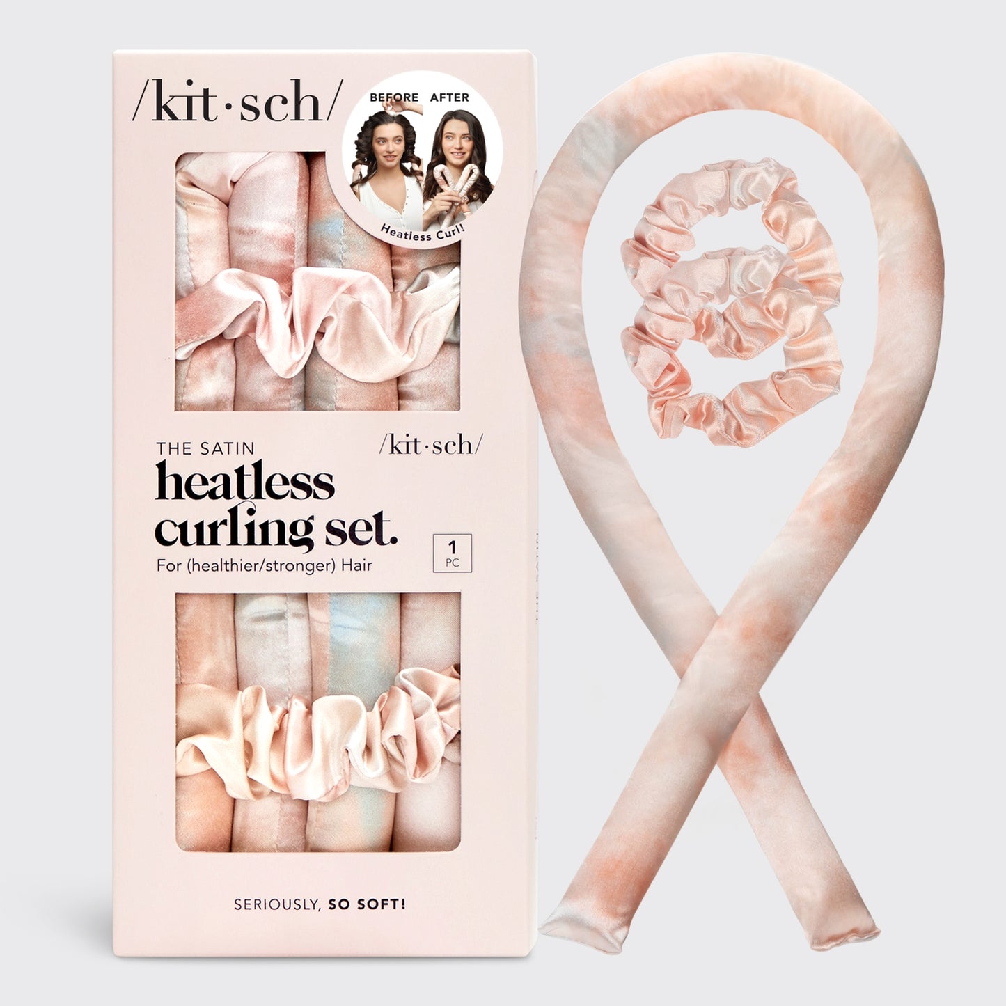 KITSCH - Satin Heatless Curling Set - Sunset Tie Dye