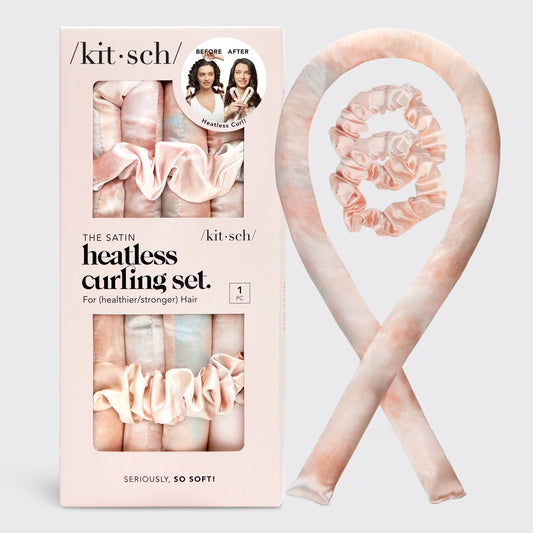 KITSCH - Satin Heatless Curling Set - Sunset Tie Dye