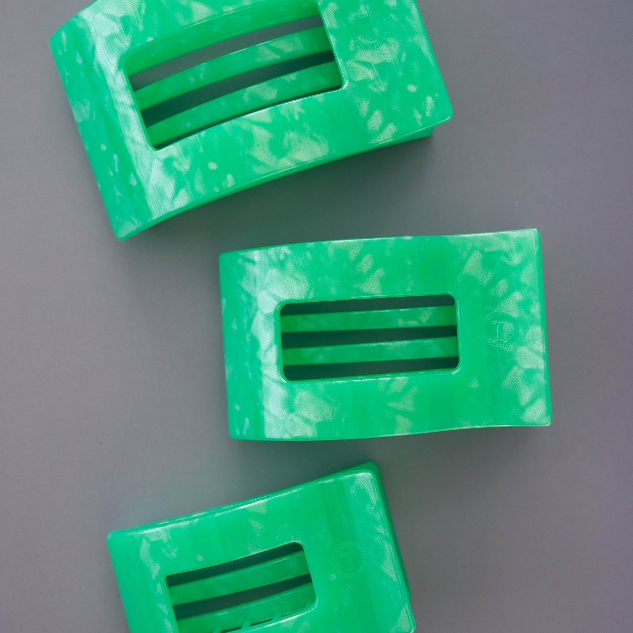 TELETIES - Large Flat Rectangle Hair Clip - Spring Splash
