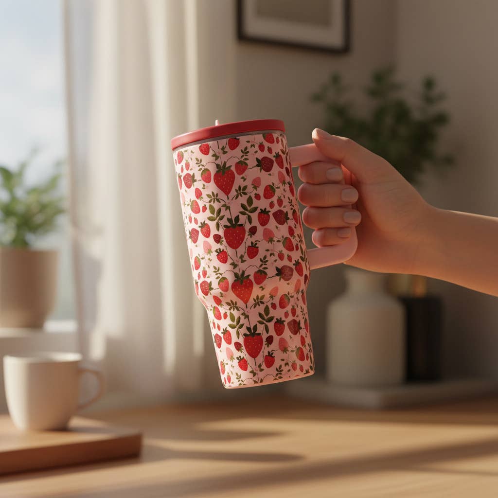 The Darling Effect - 20oz Lifestyle Flip Straw Tumbler - Strawberry Fields