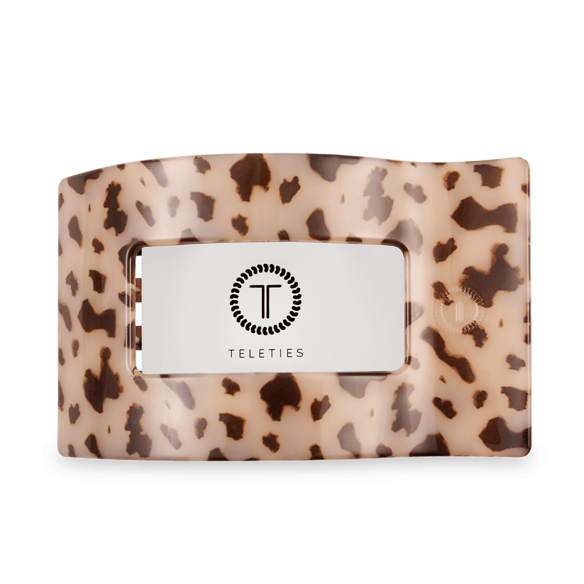 TELETIES - Large Flat Rectangle Hair Clip -  Blonde Tortoise