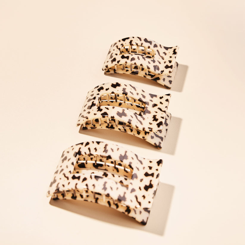 TELETIES - Small Flat Rectangle Hair Clip - Blonde Tortoise