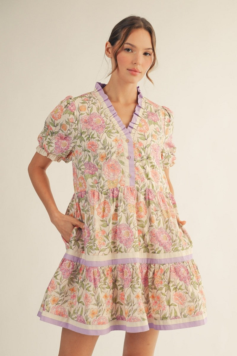 The Penny Floral Dress - Sky Blue