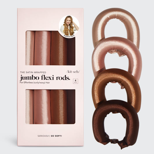 KITSCH - Satin Jumbo Flexi Rods 4pc Set - Rosewood