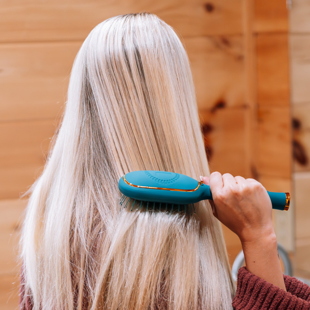 TELETIES - Detangler Hair Brush for Medium Hair - Teal With It