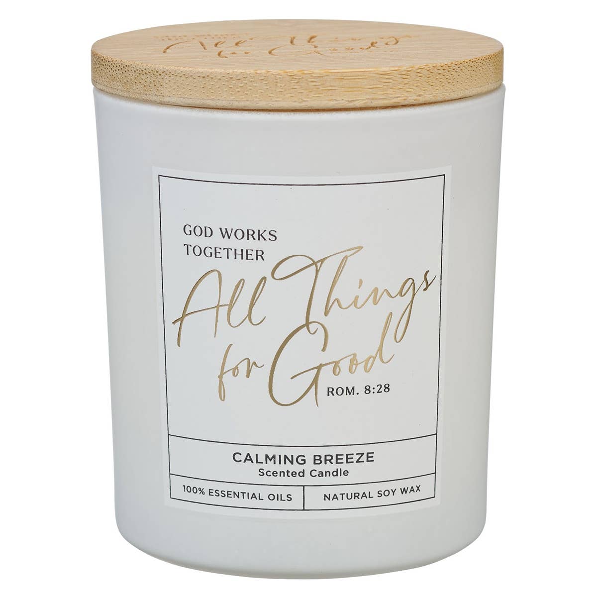 All Things For Good Calming Breeze Glass Jar Candle - Romans 8:28