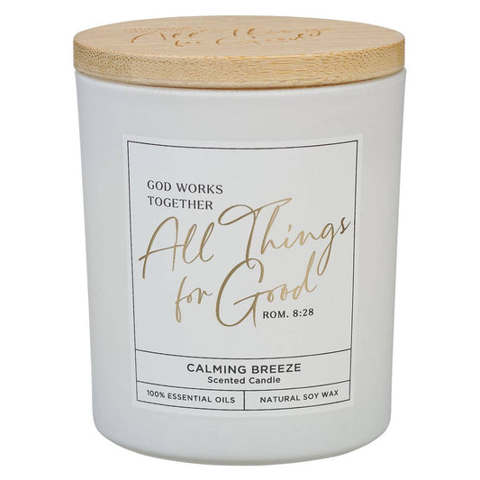 All Things For Good Calming Breeze Glass Jar Candle - Romans 8:28