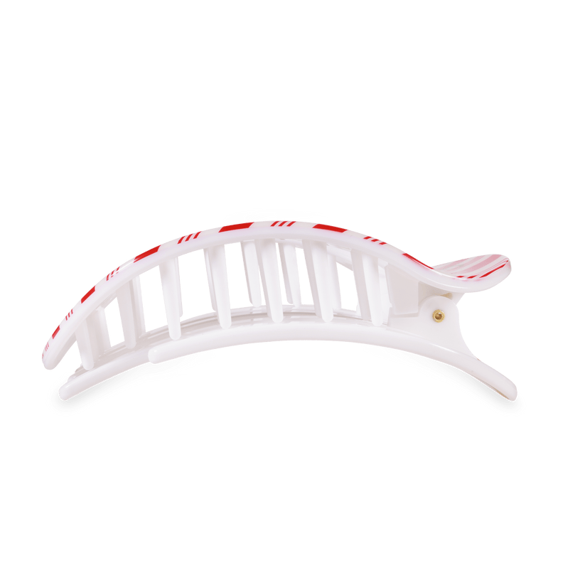 TELETIES - Large Flat Round Hair Clip - Candy Cane Crush