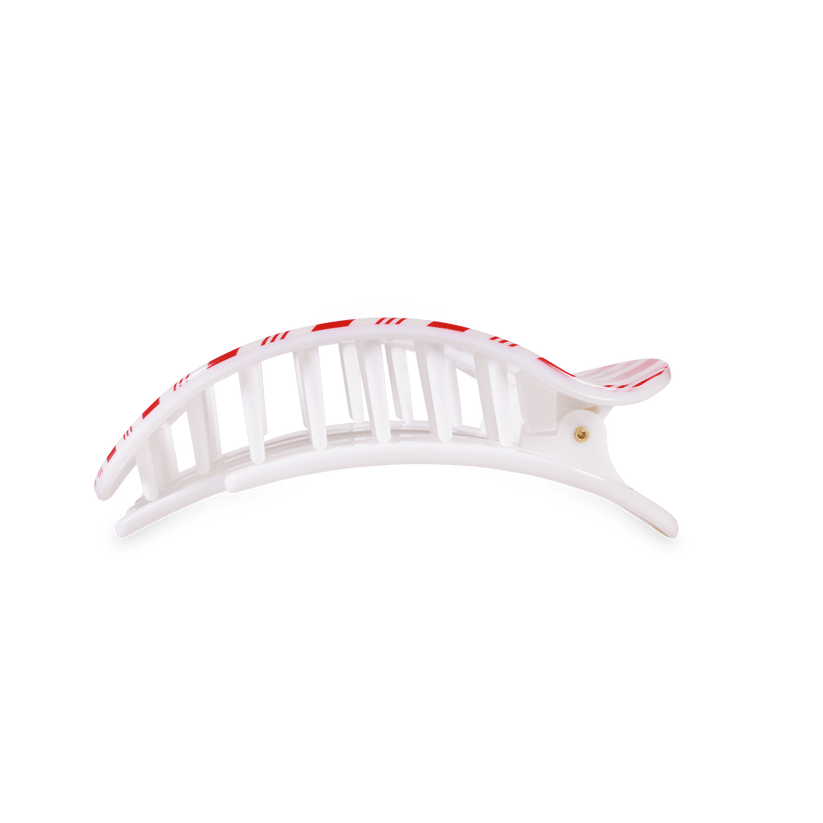 TELETIES - Medium Flat Round Hair Clip - Candy Cane Crush