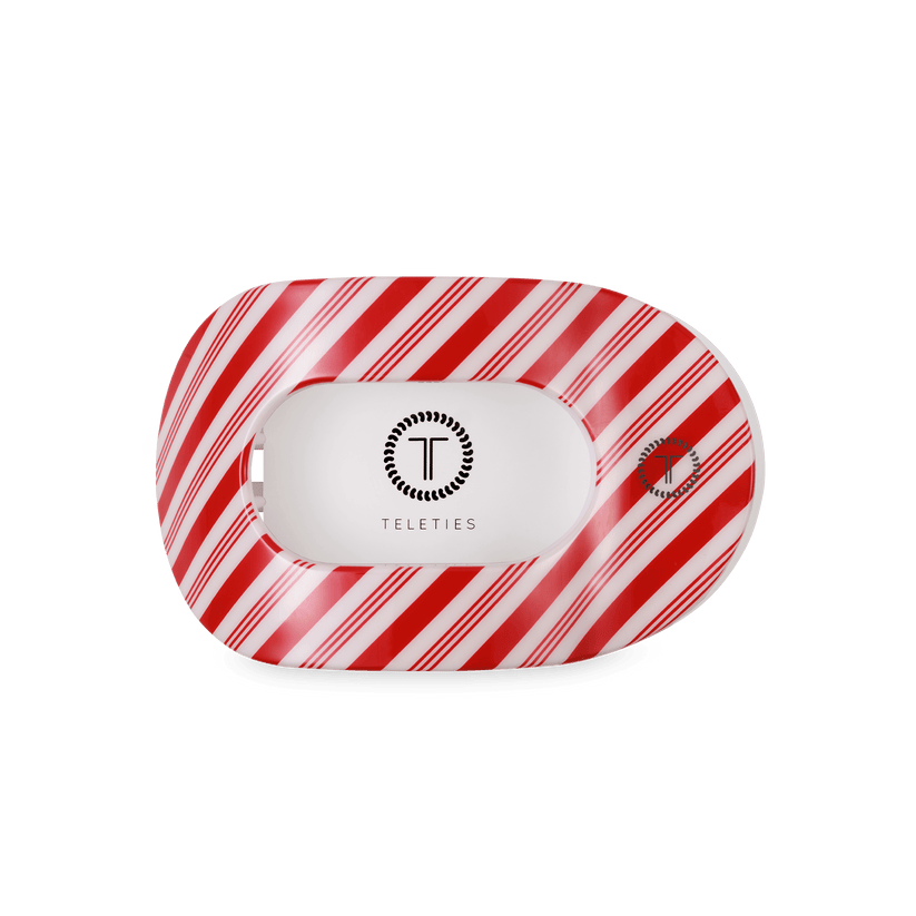 TELETIES - Medium Flat Round Hair Clip - Candy Cane Crush
