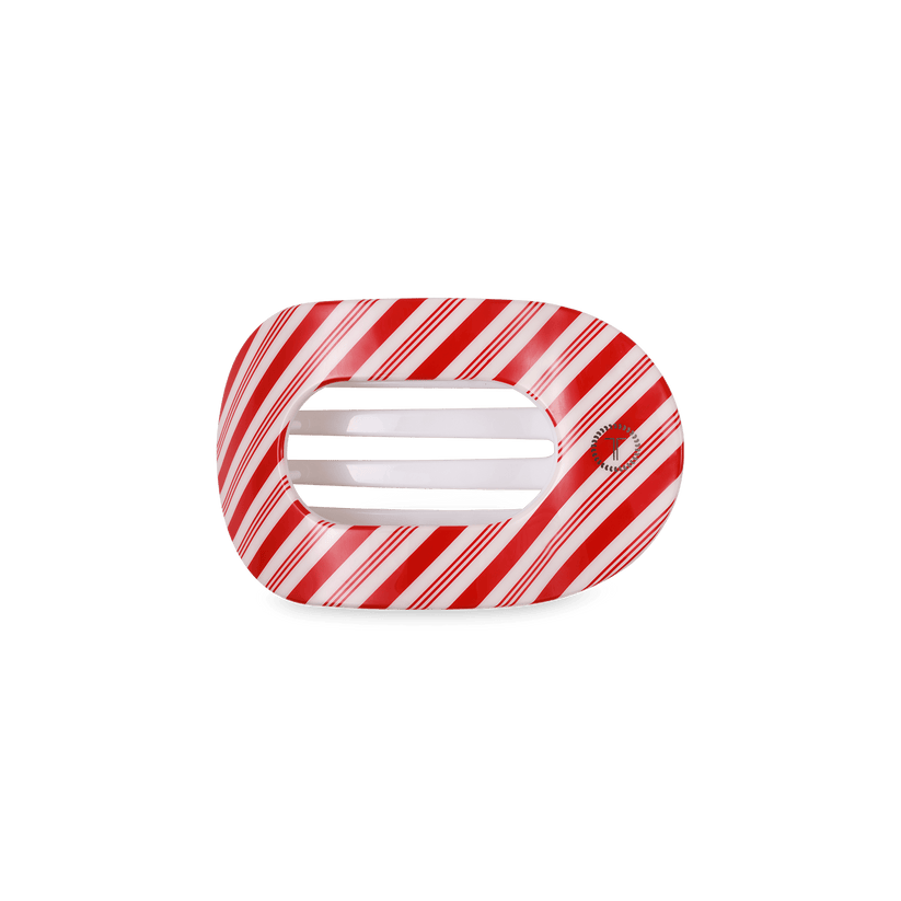 TELETIES - Small Flat Round Hair Clip - Candy Cane Crush