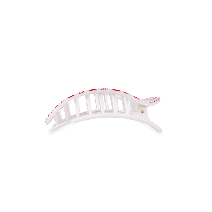 TELETIES - Small Flat Round Hair Clip - Candy Cane Crush