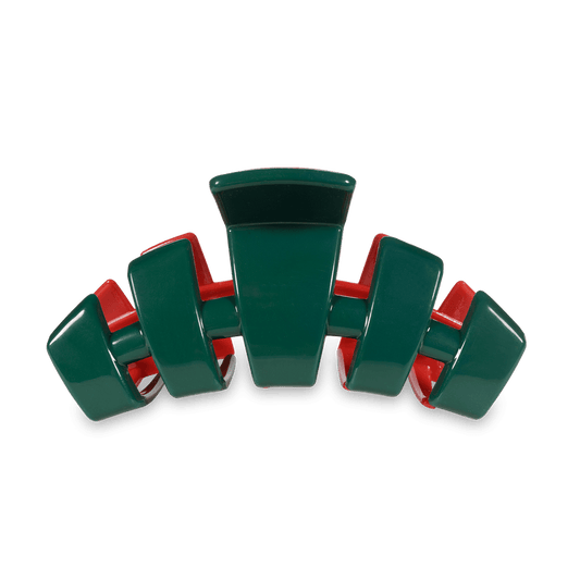 TELETIES - Classic Large Hair Clip - Red & Green