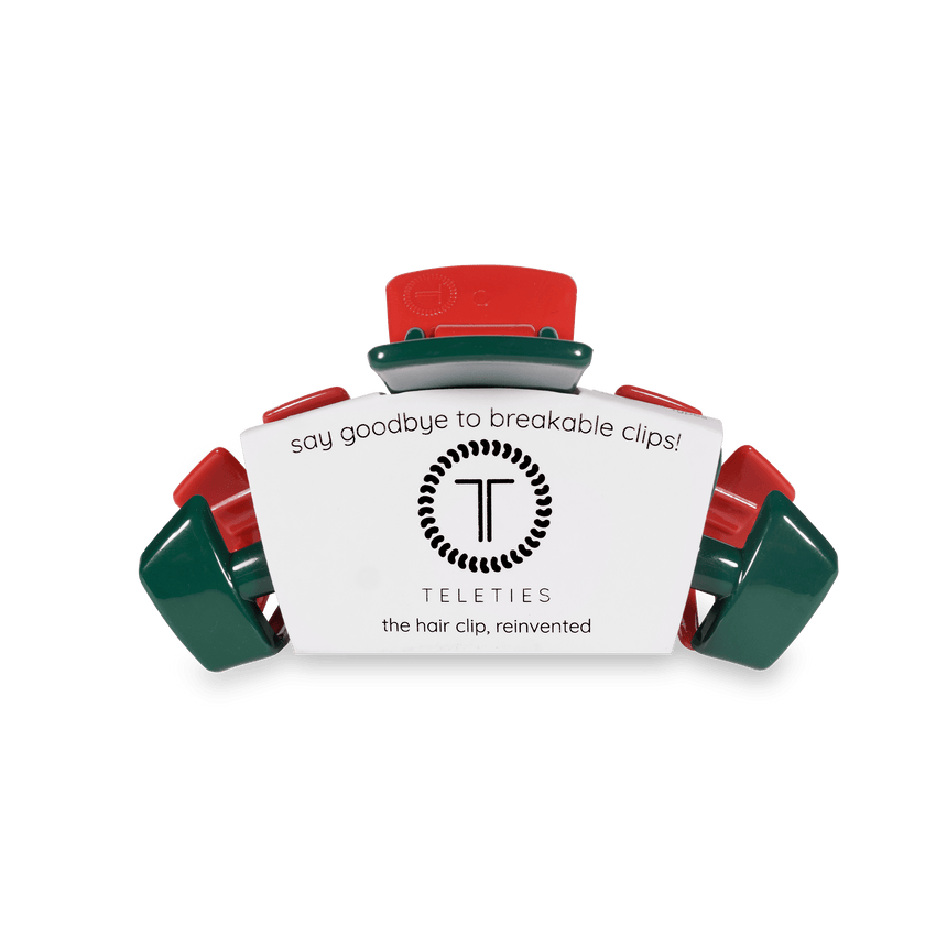 TELETIES - Classic Medium Hair Clip - Red & Green