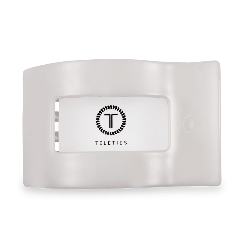 TELETIES - Large Flat Rectangle Hair Clip - Coconut White