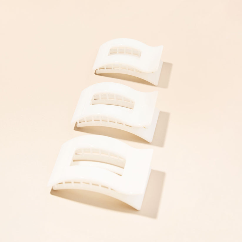 TELETIES - Medium Flat Rectangle Hair Clip - Coconut White