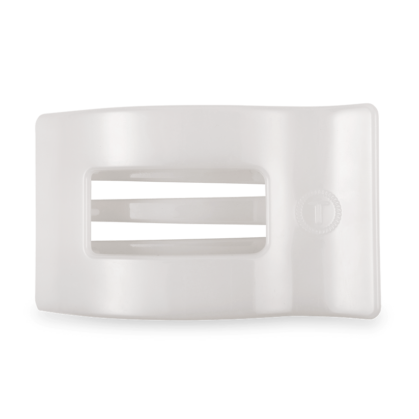 TELETIES - Large Flat Rectangle Hair Clip - Coconut White