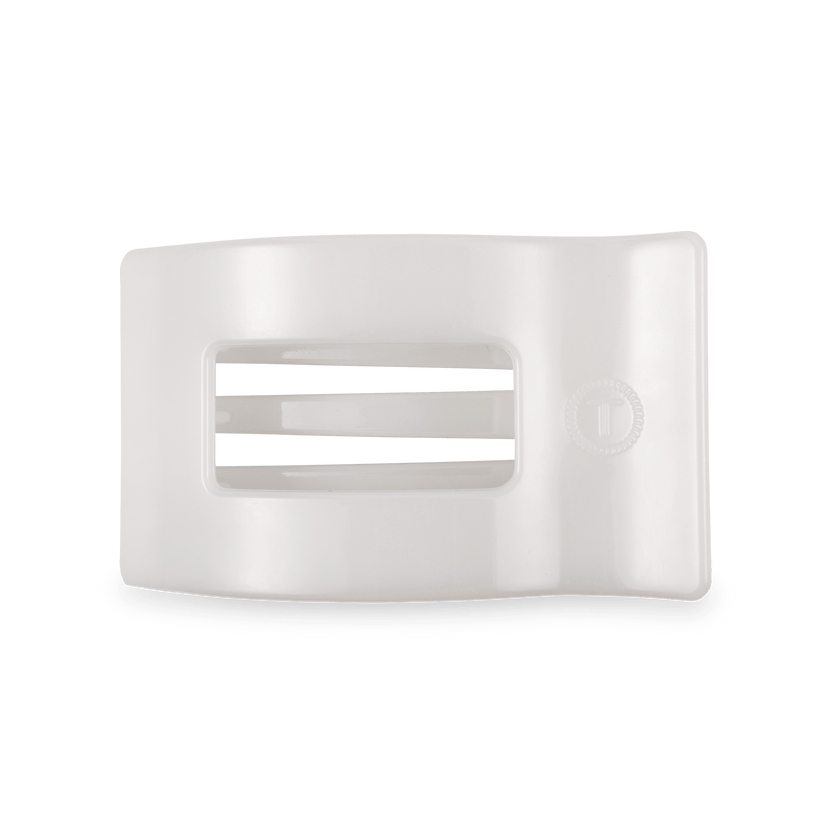 TELETIES - Medium Flat Rectangle Hair Clip - Coconut White
