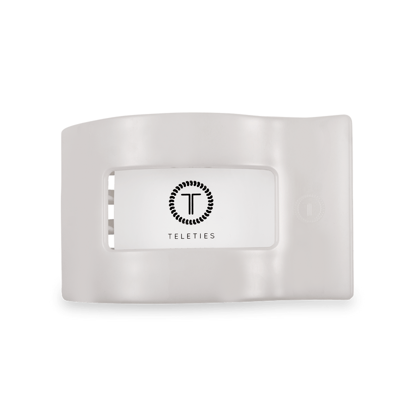 TELETIES - Medium Flat Rectangle Hair Clip - Coconut White